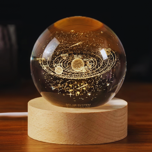 3D Moon & Solar System Crystal Ball LED Lamp