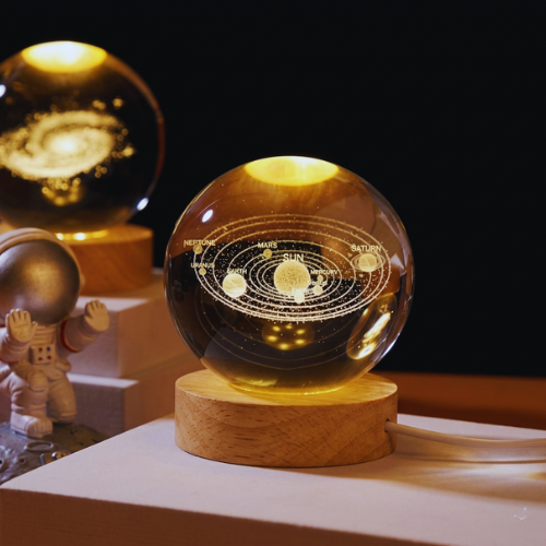 3D Moon & Solar System Crystal Ball LED Lamp