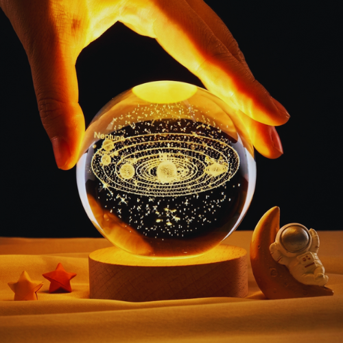 3D Moon & Solar System Crystal Ball LED Lamp