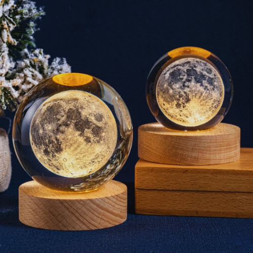 3D Moon & Solar System Crystal Ball LED Lamp