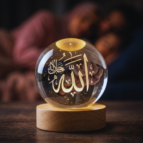 3D Islamic Calligraphy Crystal Ball Lamp