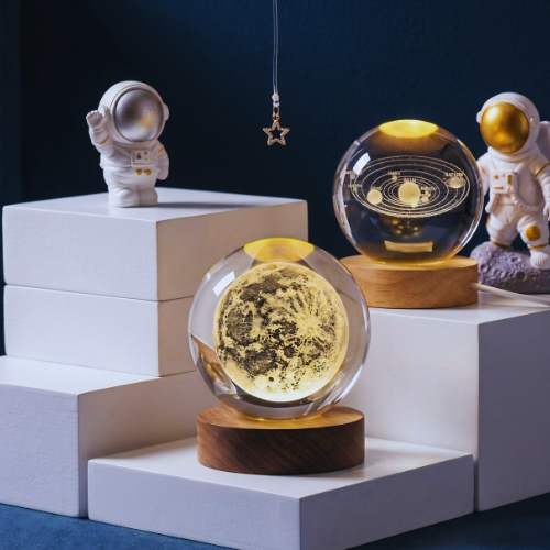 3D Moon & Solar System Crystal Ball LED Lamp